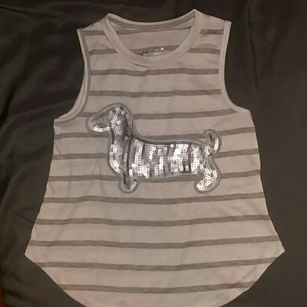 Girl's Tank Top wirh Sequin Dog